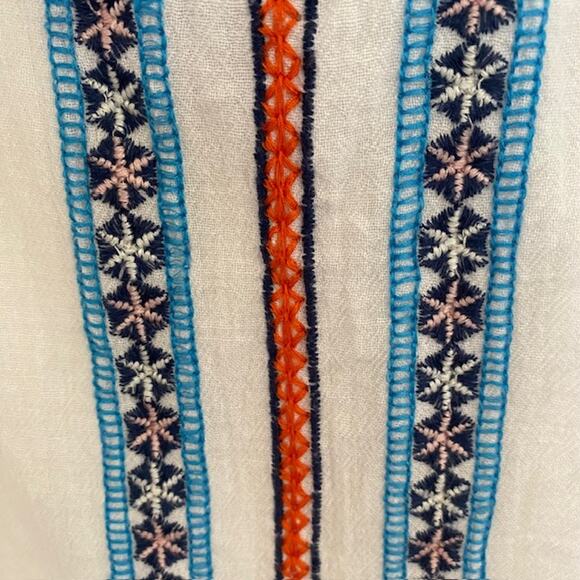 Roller Rabbit Athena Gaetan Dress White Embroidered Puff Sleeve Women's Small - Picture 7 of 12